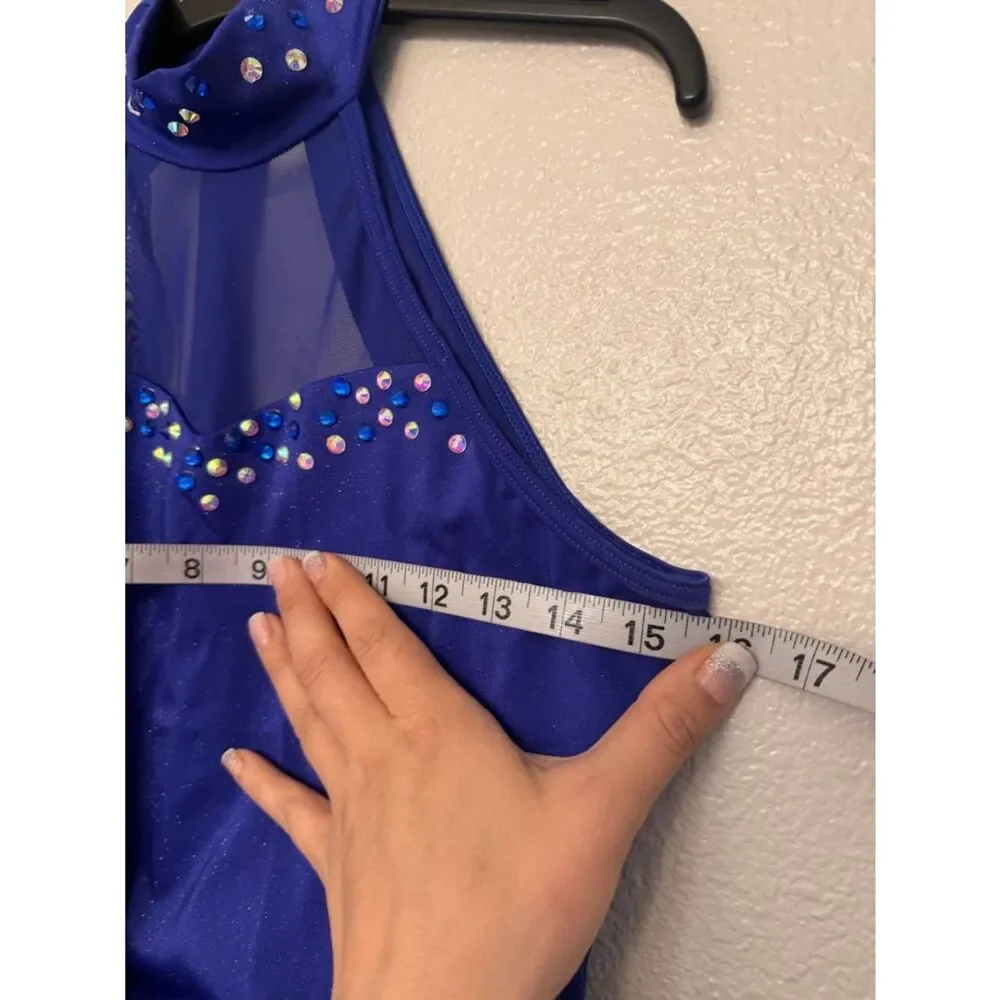 WEISSMAN solo custom Dance blue Costume Galaxy Sweetheart Bustle Dress D11554 MA